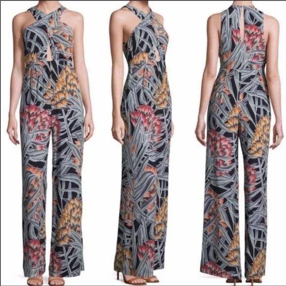 Mara Hoffman Herbarium tropical floral Cross Front Jumpsuit - Picture 1 of 7